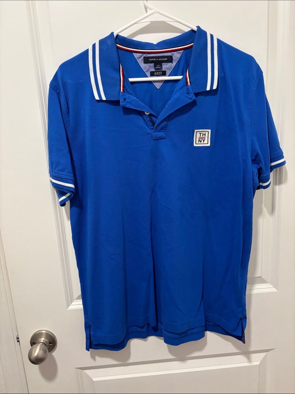 Tommy Hilfiger Royal Blue Short-Sleeve Polo with Contrast Trim